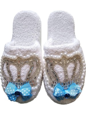 Hobiceyiz Lohusa Terliği Mavi Kral Tacı Model 37 No