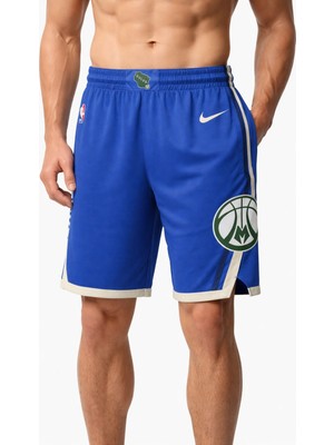 Nike Milwaukee Bucks Dri Fit Nba Basketball Shorts Erkek Basketbol Şort Mavi
