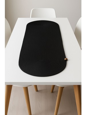 Comfort Craft Yıkanabilir Hasır Runner 33X100 cm - Oval Jüt Görünümlü Örme Masa Örtüsü - Bohem & Iskandinav