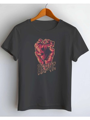 Buzagi Brave Dijital Baskı Regular Kalıp Unisex Siyah T-Shirt