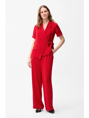 Love My Body Beli Lastikli Pantolon Kırmızı 153L7821022