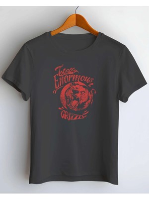 Buzagi Grizzly Bear Dijital Baskı Regular Kalıp Unisex Siyah T-Shirt