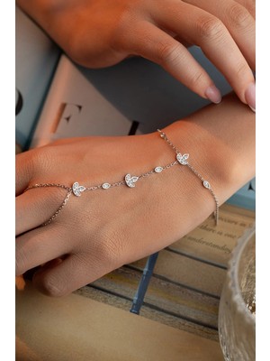 Nereze 925 Ayar Gümüş Rodyum Kaplama 3'lü Lotus Çiçeği Model Şahmeran Bileklik