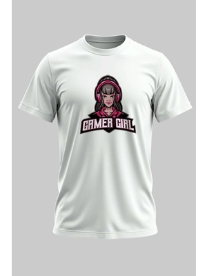 Buzagi Gamer Girl Regular Kalıp Dijital Baskılı Beyaz Tişört