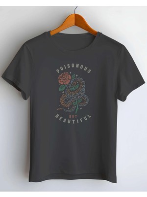 Buzagi Poisonous Dijital Baskı Regular Kalıp Unisex Siyah T-Shirt
