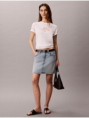 Calvin Klein Kadın Ss Classic Resort Logo Detaylı T-Shirt