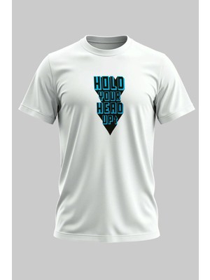 Buzagi Başını Dik Tut Regular Kalıp Dijital Baskılı Beyaz Tişört