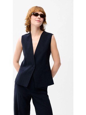 Love My Body Tek Düğmeli Yelek Lacivert 179L9874000