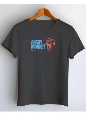 Buzagi Angry Monkey Dijital Baskı Regular Kalıp Siyah Unisex Tişört