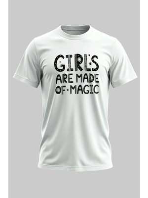 Buzagi Girls Are Made Of Magic Regular Kalıp Dijital Baskılı Beyaz Tişört