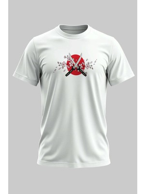Buzagi Japon Sakura Kiraz Çiçeği Regular Kalıp Dijital Baskılı Beyaz Tişört
