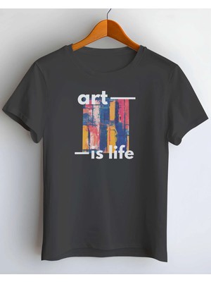 Buzagi Art Is Life Dijital Baskı Regular Kalıp Siyah Unisex Tişört