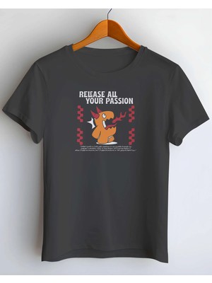Buzagi Passion Dijital Baskı Regular Kalıp Siyah Unisex Tişört