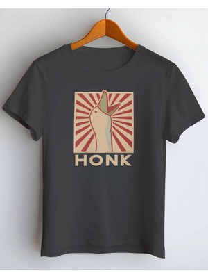 Buzagi Kaz Honk Dijital Baskı Regular Kalıp Unisex Siyah Tişört