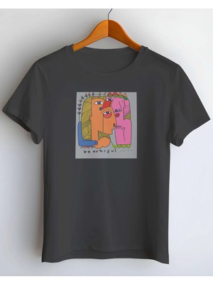 Buzagi Abstract Dijital Baskı Regular Kalıp Siyah Unisex Tişört