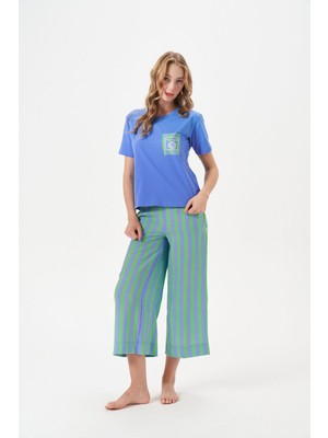 Relax Mode Kadın Çizgili Pantolonlu Kısa Kollu Pijama Takımı - 29044R
