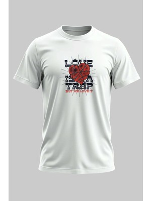 Buzagi Organik Pamuk Dijital Baskılı Regular Kalıp Beyaz Tişört