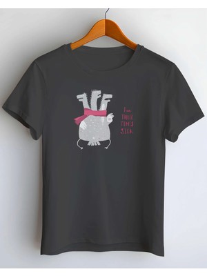 Buzagi Three Times Dijital Baskı Regular Kalıp Siyah Unisex Tişört