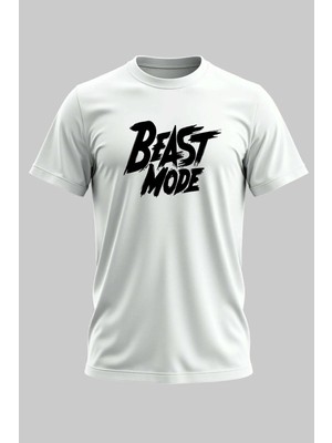 Buzagi Beast Mode Gamer Regular Kalıp Dijital Baskılı Beyaz Tişört