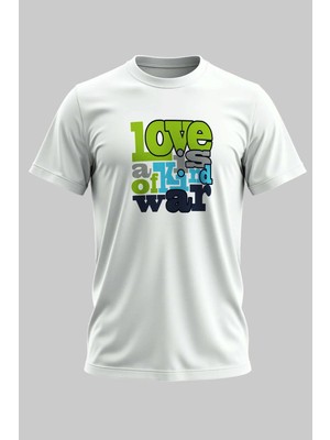 Buzagi Aşk Bir Tür Savaştır Regular Kalıp Dijital Baskılı Beyaz Tişört