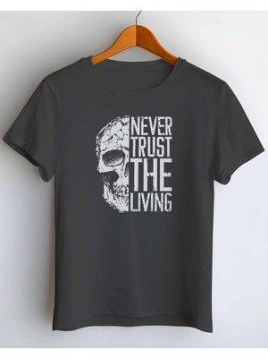 Buzagi Never Trust Dijital Baskı Regular Kalıp Siyah Unisex Tişört