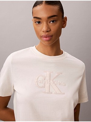 Calvin Klein Kadın Baby Terry Hero Monologo Detaylı T-Shirt