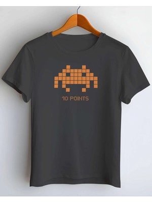 Buzagi Space Invader Dijital Baskı Regular Kalıp Unisex Siyah Tişört
