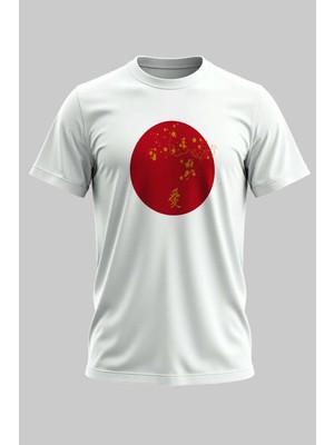 Buzagi Japon Sakura Kiraz Çiçeği Regular Kalıp Dijital Baskılı Beyaz Tişört