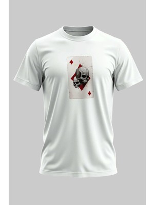 Buzagi Kurukafa Dijital Baskı Regular Kalıp Unisex Beyaz T-Shirt