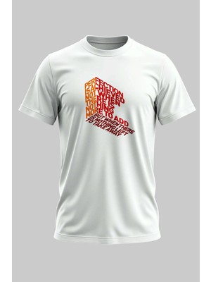 Buzagi Motivasyonel Renkli Regular Kalıp Dijital Baskılı Beyaz Tişört