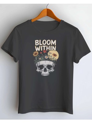 Buzagi Bloom Within Dijital Baskı Regular Kalıp Siyah Unisex Tişört