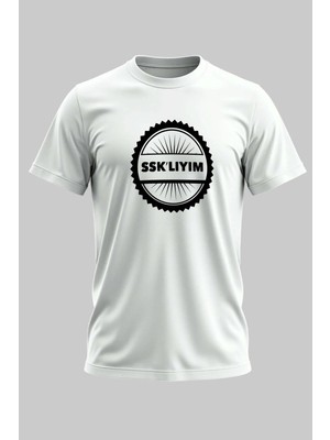 Buzagi Ssk'lıyım Komik Regular Kalıp Dijital Baskılı Beyaz Tişört