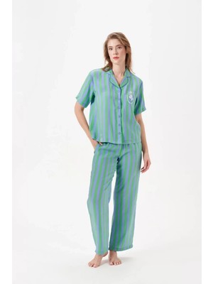 Çamaşır Kenti Pjs 29043 Kadın Düğmeli Pijama Takımı