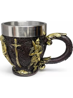 Marsilyan Şövalye Kabartmalı 3D Paslanmaz Çelik Kupa Bardak