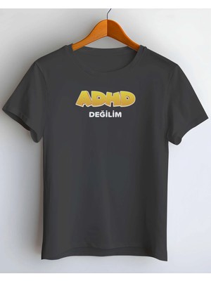 Buzagi Adhd Değilim Dijital Baskı Regular Kalıp Unisex Siyah T-Shirt