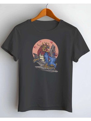 Buzagi Tiger Dijital Baskı Regular Kalıp Unisex Siyah T-Shirt