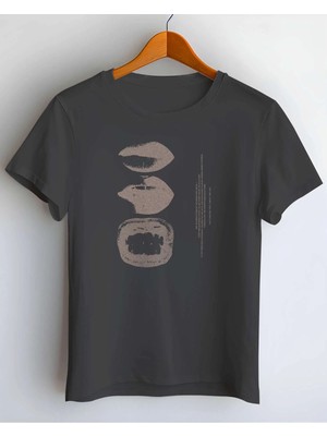 Buzagi Lips Dijital Baskı Regular Kalıp Siyah Unisex Tişört