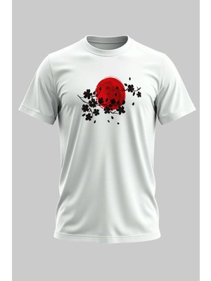Buzagi Japon Sakura Kiraz Çiçeği Regular Kalıp Dijital Baskılı Beyaz Tişört