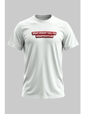 Buzagi What Doesn't Kill You Dijital Baskı Regular Kalıp Unisex Beyaz T-Shirt
