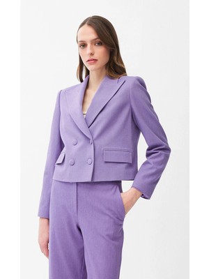 adL Denim Görünümlü Kısa Ceket Lila 11945556001