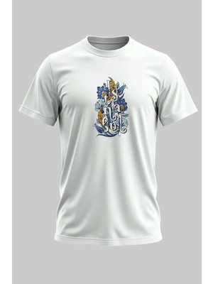 Buzagi Istanbul ve Laleler Regular Kalıp Dijital Baskılı Beyaz Tişört