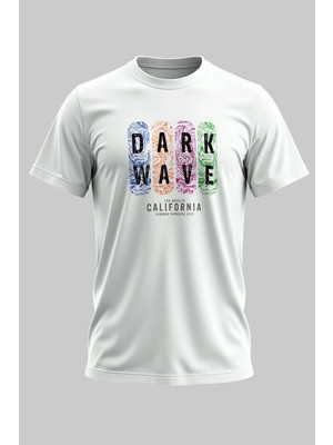 Buzagi Dark Wave Dijital Baskı Regular Kalıp Unisex Beyaz T-Shirt