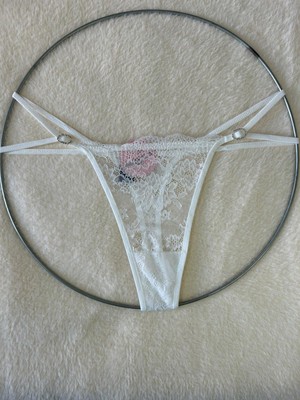 Biricik İç Giyim Beyaz Dantelli ve Taş Detaylı 2 Li Tanga Külot