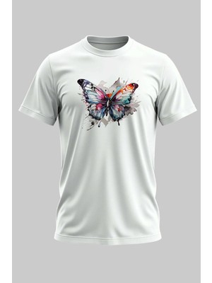 Buzagi Organik Pamuk Dijital Baskılı Regular Kalıp Beyaz Tişört