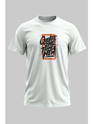 Buzagi Organik Pamuk Dijital Baskılı Regular Kalıp Beyaz Tişört