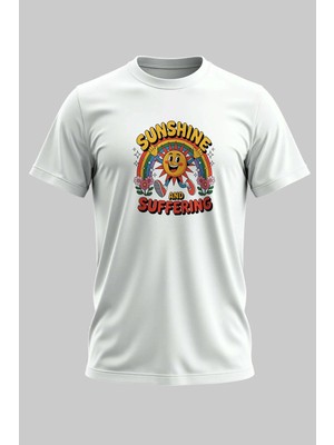 Buzagi Sunshine Dijital Baskı Regular Kalıp Beyaz Unisex Tişört