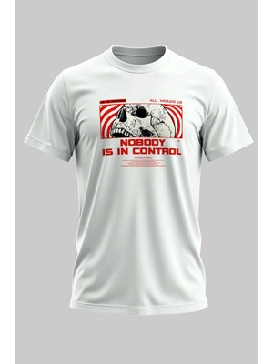 Buzagi Nobody Dijital Baskı Regular Kalıp Beyaz Unisex Tişört