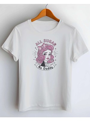 Buzagi Sugar Daddy Dijital Baskı Regular Kalıp Beyaz Unisex Tişört