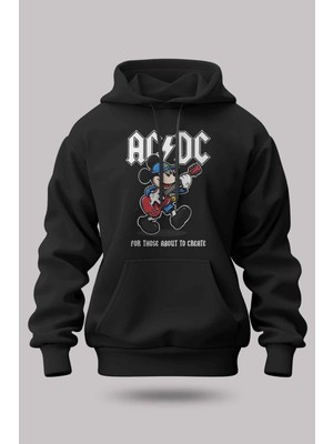 Buzagi Ac/dc Oversize Kapüşonlu Unisex Şardonlu Sweatshirt