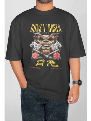 Buzagi Guns'n Roses Dijital Baskı Oversize Unisex Tişört